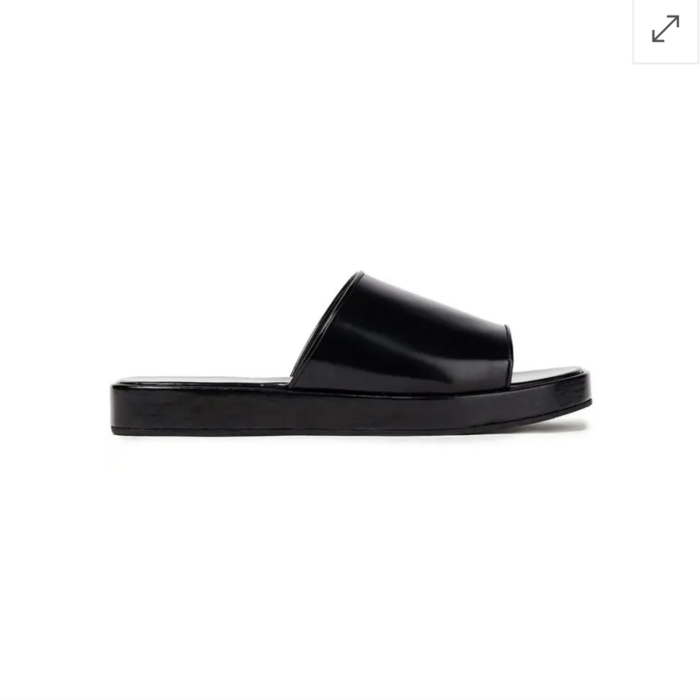 BY FAR I 38 (US 8) Shoshana Minimalist Platform Slide Sandals I black